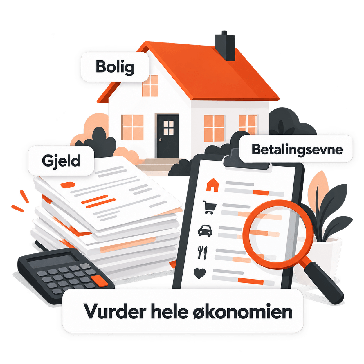 Banken vurderer bolig, gjeld og betalingsevne samlet.